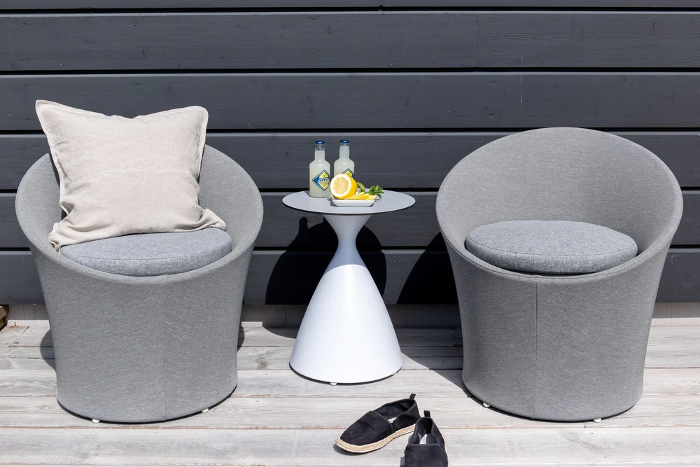Venture Design Poilsio komplektas, Spoga, Stalas: ⌀40 Kėdė: D:58 A:73 P:67 Sofa: D:58 A:73 P:67, Pilka