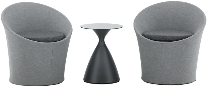Venture Design Poilsio komplektas, Spoga, Stalas: ⌀40 cm Kėdė: D:58 A:73 P:67 cm Sofa: D:58 A:73 P:67 cm, Pilka