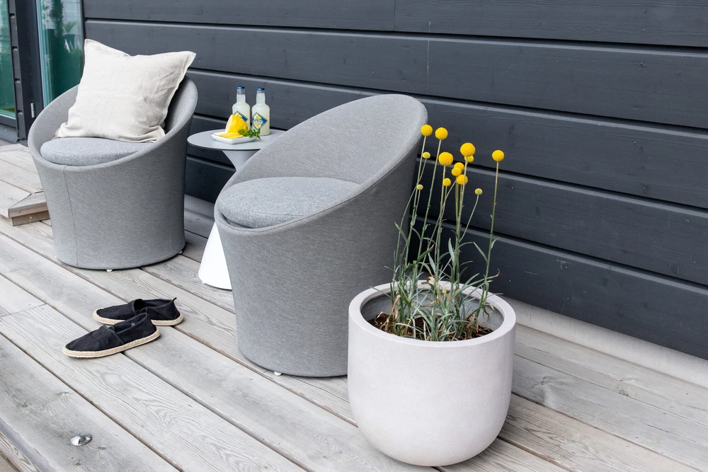 Venture Design Poilsio komplektas, Spoga, Stalas: ⌀40 Kėdė: D:58 A:73 P:67 Sofa: D:58 A:73 P:67, Pilka