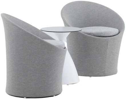 Venture Design Poilsio komplektas, Spoga, Stalas: ⌀40 Kėdė: D:58 A:73 P:67 Sofa: D:58 A:73 P:67, Pilka