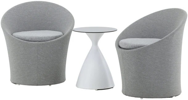 Venture Design Poilsio komplektas, Spoga, Stalas: ⌀40 Kėdė: D:58 A:73 P:67 Sofa: D:58 A:73 P:67, Pilka