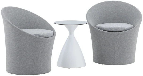 Venture Design Poilsio komplektas, Spoga, Stalas: ⌀40 Kėdė: D:58 A:73 P:67 Sofa: D:58 A:73 P:67, Pilka