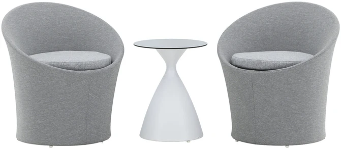 Venture Design Poilsio komplektas, Spoga, Stalas: ⌀40 Kėdė: D:58 A:73 P:67 Sofa: D:58 A:73 P:67, Pilka