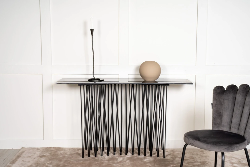 Venture Design Priešais stalas, akmuo, 74x130x37 cm, juodas
