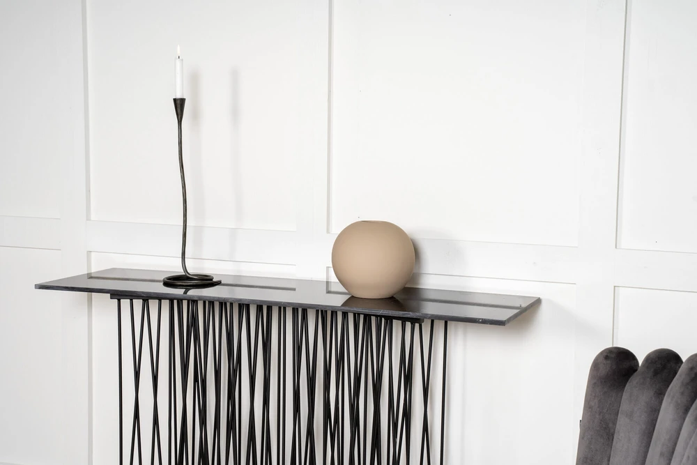 Venture Design Priešais stalas, akmuo, 74x130x37 cm, juodas