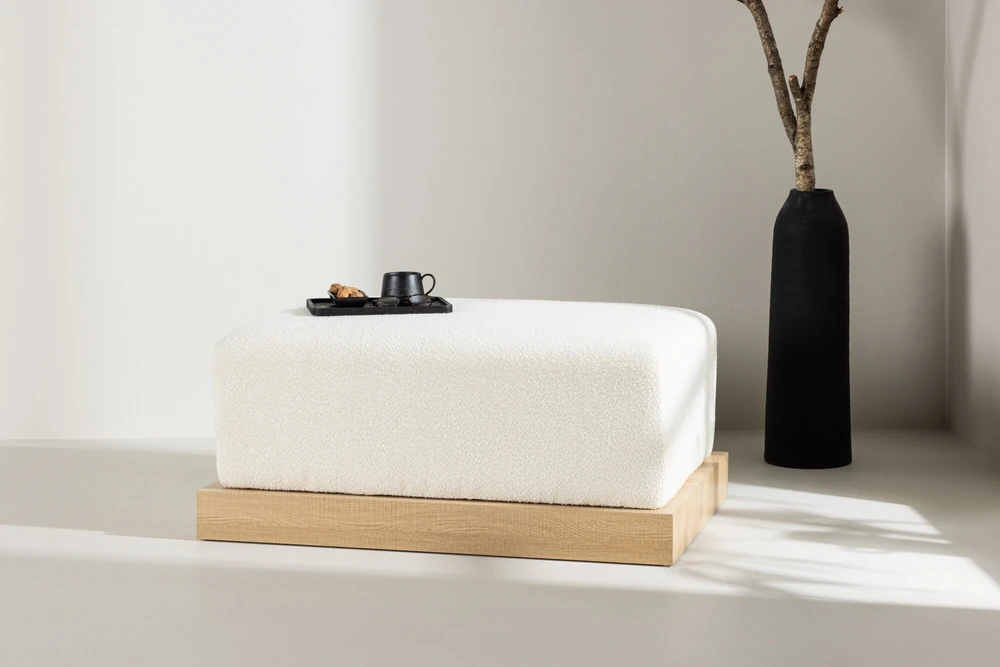 Venture Design Pufas, Ivy, 100x70x45 cm, Balta
