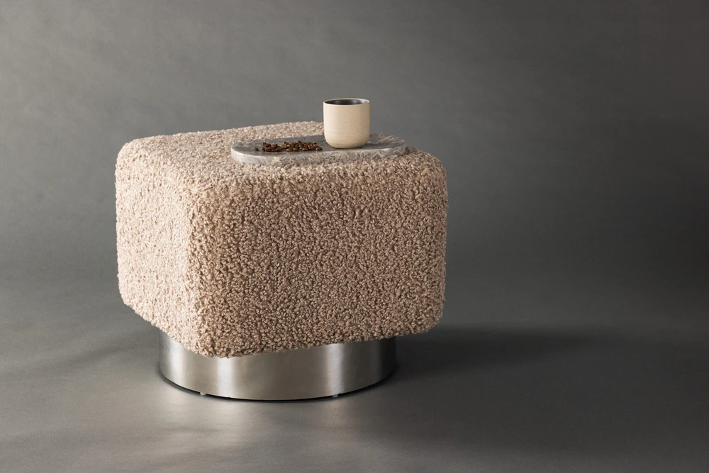 Venture Design Pufas, Newton, 45x38 cm, Sidabrinis/Bėžis