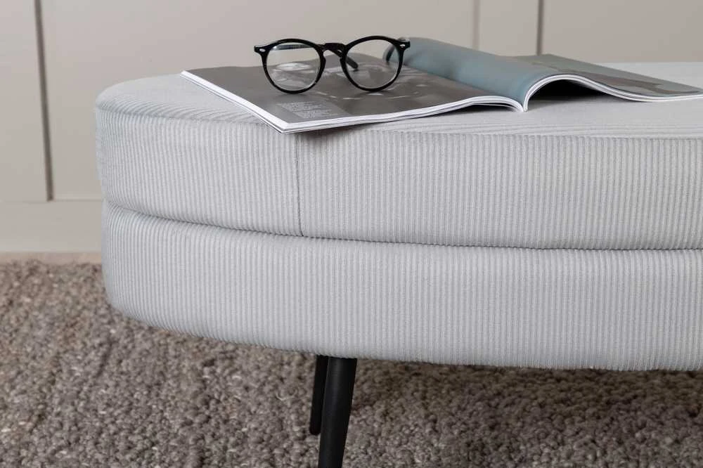 Venture Home Otomanė Otto, juoda/pilka, 100x40x41cm, kordinis velvetas
