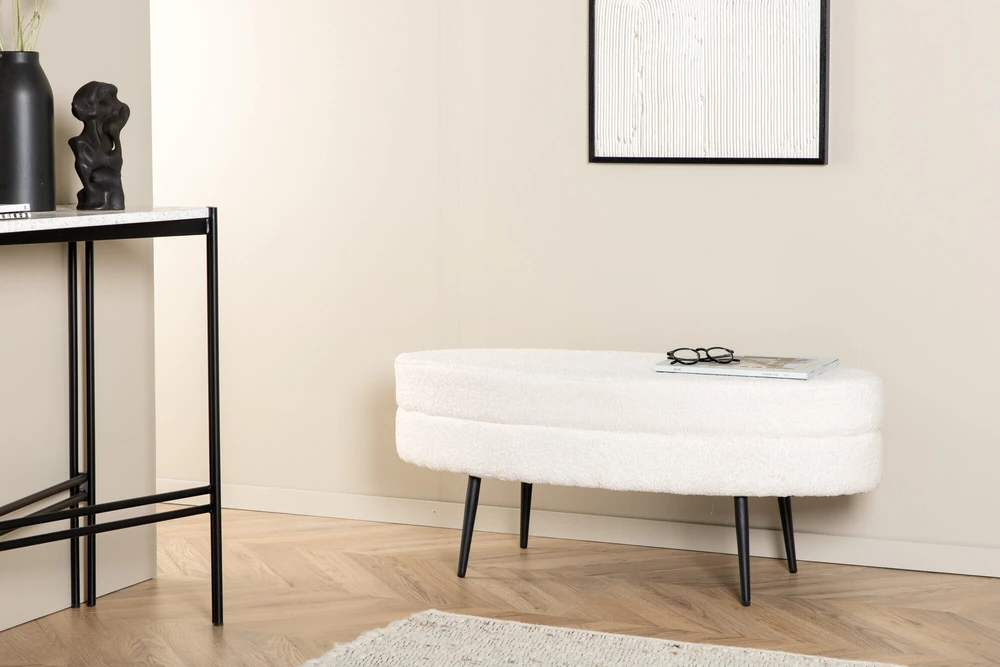 Venture Design Pufas, Otto, 100x40x41 cm, Juoda/Balta
