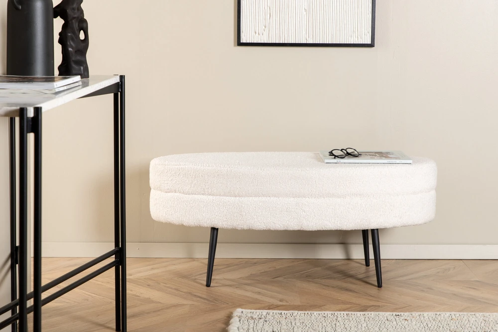 Venture Design Pufas, Otto, 100x40x41 cm, Juoda/Balta