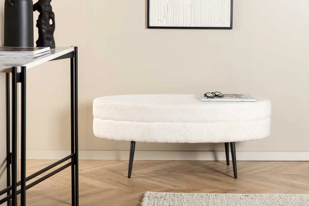 Venture Design Pufas, Otto, 100x40x41 cm, Juoda/Balta