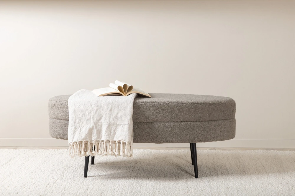 Venture Design Pufas, Otto, 100x40x41 cm, Pilkšva-pilka