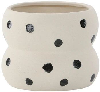 Venture Design Puodas, Dapne, 16x16x13 cm, Balta/Juodos Taškai