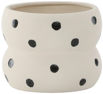 Venture Design Puodas, Dapne, 16x16x13 cm, Balta/Juodos Taškai