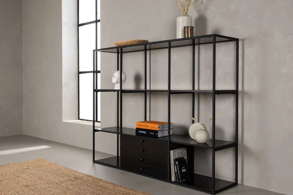 Venture Design Reljefinis stalas, Amaraillo, 35x120x150 cm, Juodas