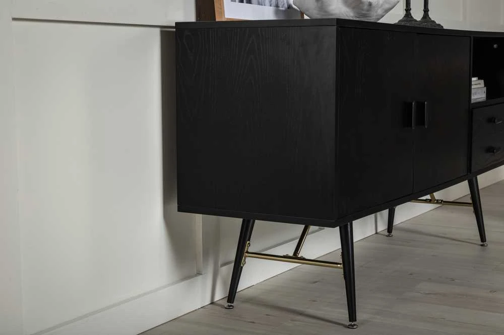Venture Design Sandelės vienetas, auksinis, 160x80 cm, juodas