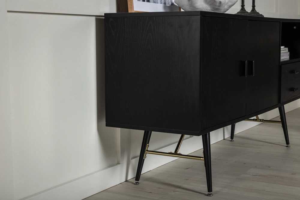 Venture Design Sandelės vienetas, auksinis, 160x80 cm, juodas