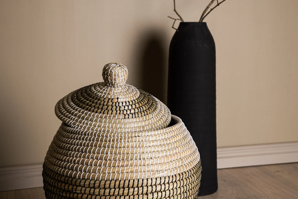 Venture Design Saugojimo krepšys, Chennai natūralios šiaudų medžiagos, ø33 cm, bėžinė