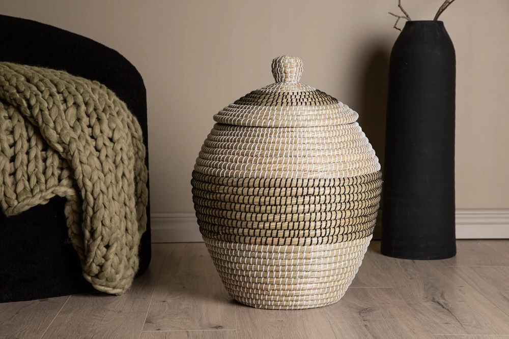 Venture Design Saugojimo krepšys, Chennai natūralios šiaudų medžiagos, ø33 cm, bėžinė
