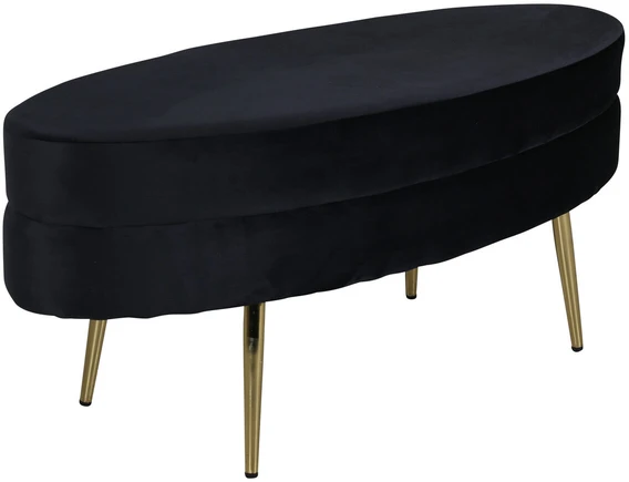 Venture Home Otomanė Otto, juoda ir žalvario, 100x40x41cm, aksomas