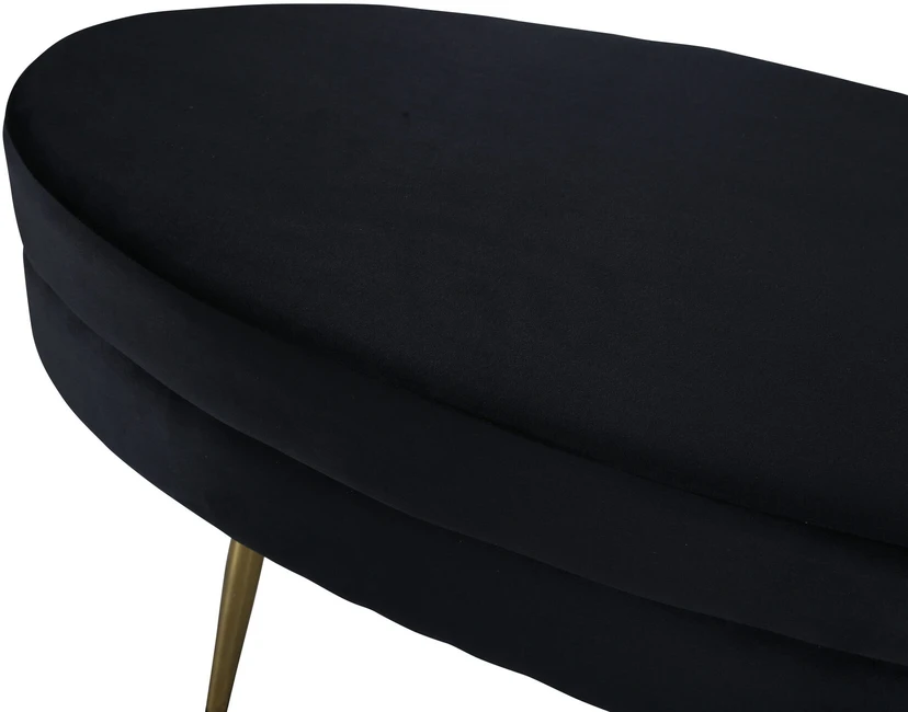 Venture Home Otomanė Otto, juoda ir žalvario, 100x40x41cm, aksomas