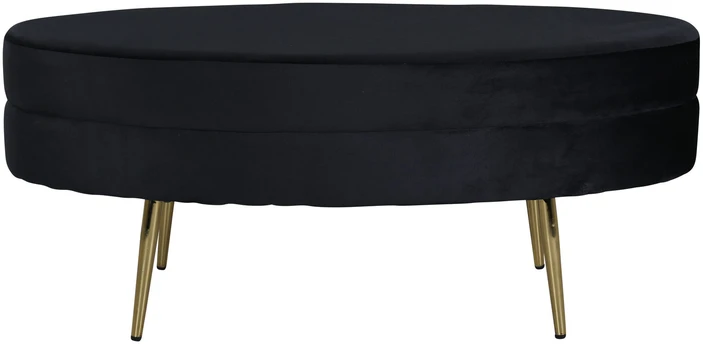 Venture Home Otomanė Otto, juoda ir žalvario, 100x40x41cm, aksomas