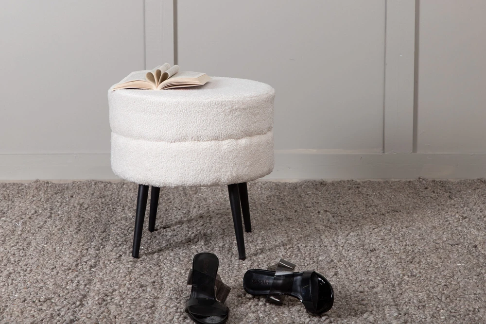 Venture Design Sėdynės Pufas, Puodas Pouf Balta Teddy, 40x40 cm, Balta