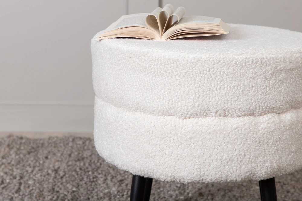Venture Design Sėdynės Pufas, Puodas Pouf Balta Teddy, 40x40 cm, Balta