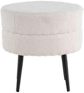 Venture Design Sėdynės Pufas, Puodas Pouf Balta Teddy, 40x40 cm, Balta