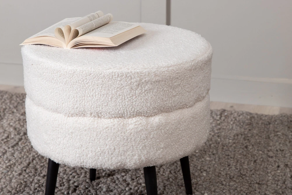 Venture Design Sėdynės Pufas, Puodas Pouf Balta Teddy, 40x40 cm, Balta