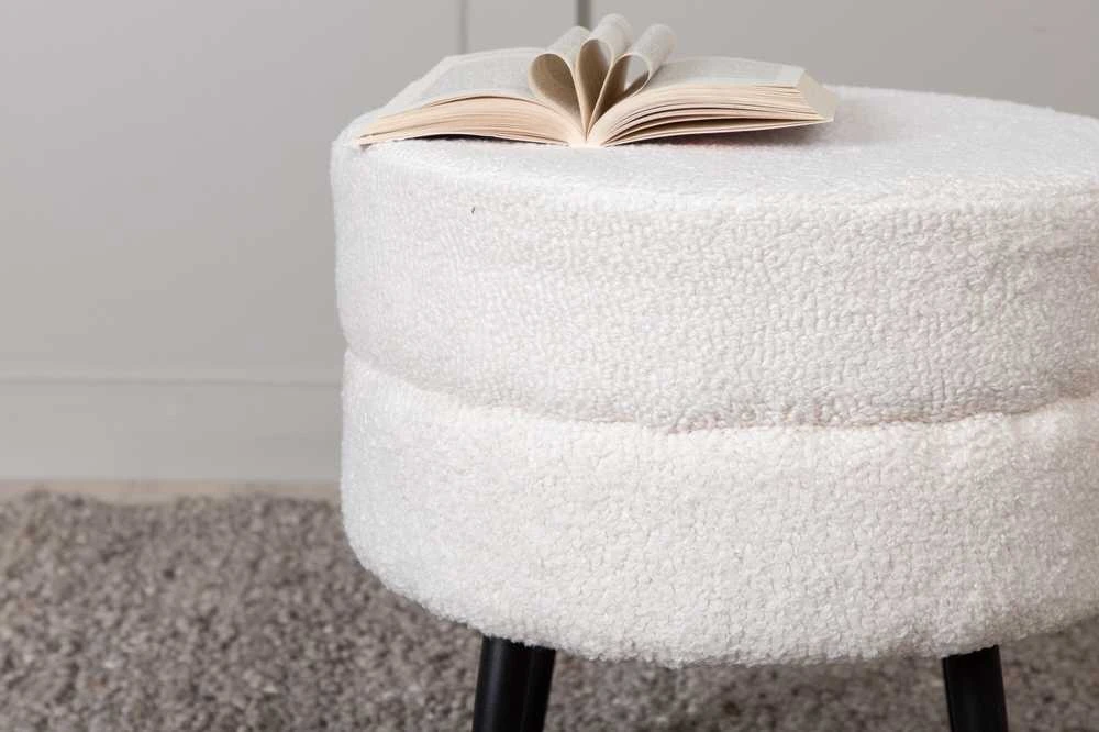 Venture Design Sėdynės Pufas, Puodas Pouf Balta Teddy, 40x40 cm, Balta