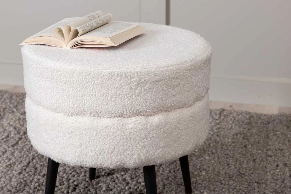 Venture Design Sėdynės Pufas, Puodas Pouf Balta Teddy, 40x40 cm, Balta