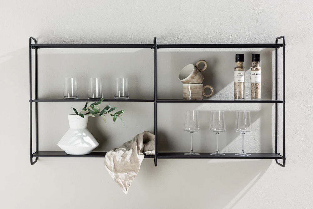 Venture Design Sieninis lentynas, Lyon, 122x63 cm, Juodas