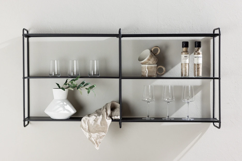 Venture Design Sieninis lentynas, Lyon, 122x63 cm, Juodas