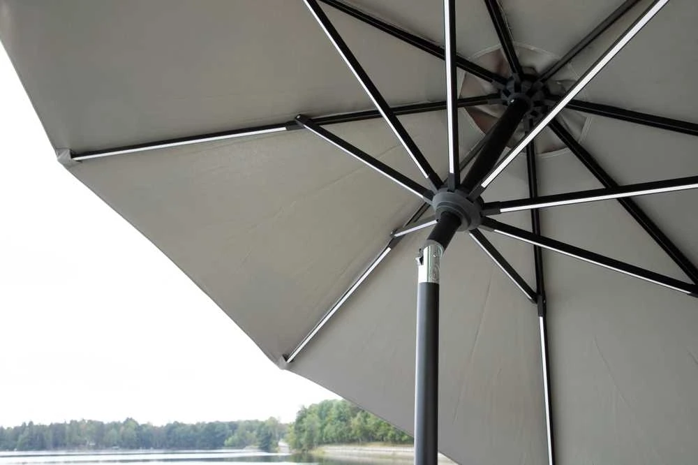 Venture Design Skėtis su LED apšvietimu, Sabal, 270 cm, Pilka