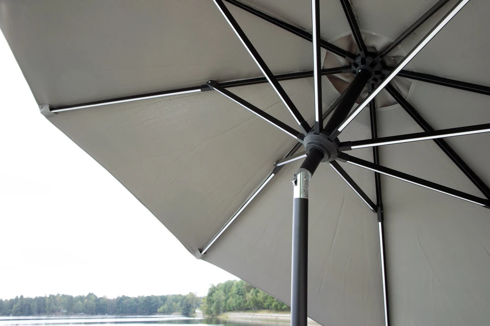 Venture Design Skėtis su LED apšvietimu, Sabal, 270 cm, Pilka