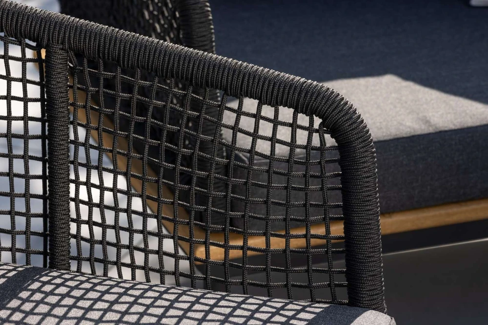 Venture Design Sodo baldų komplektas, Andora, stalas, kėdė ir sofa, juoda