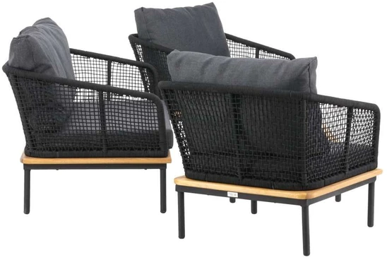 Venture Design Sodo baldų komplektas, Andora, stalas, kėdė ir sofa, juoda