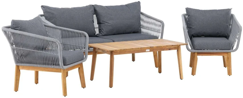 Venture Design Sodo baldų komplektas Chania, kėdė, sofa ir stalas pilkas