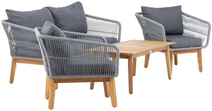 Venture Design Sodo baldų komplektas Chania, kėdė, sofa ir stalas pilkas