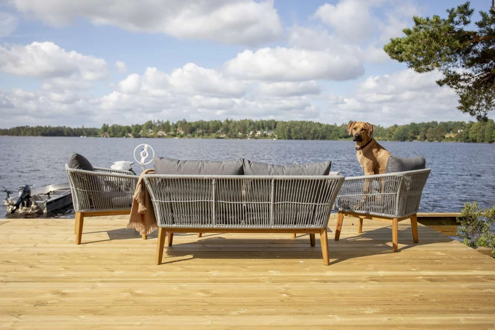 Venture Design Sodo baldų komplektas Chania, kėdė, sofa ir stalas pilkas