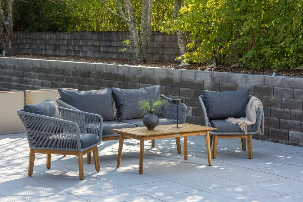 Venture Design Sodo baldų komplektas Chania, kėdė, sofa ir stalas pilkas