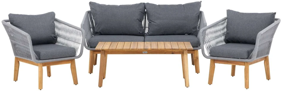 Venture Design Sodo baldų komplektas Chania, kėdė, sofa ir stalas pilkas