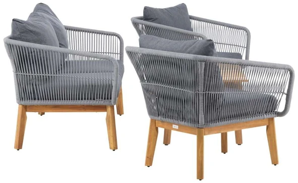 Venture Design Sodo baldų komplektas Chania, kėdė, sofa ir stalas pilkas