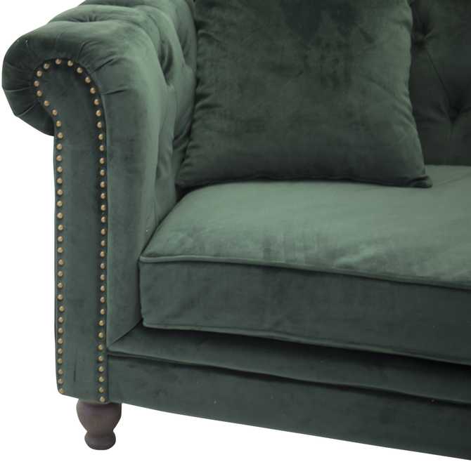 Venture Design Sofa, aksomo 3 vietų Chesterfield, 217x88 cm, žalia
