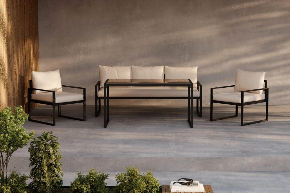 Venture Design Sofa komplektas Catania Juoda Smėlio spalvos