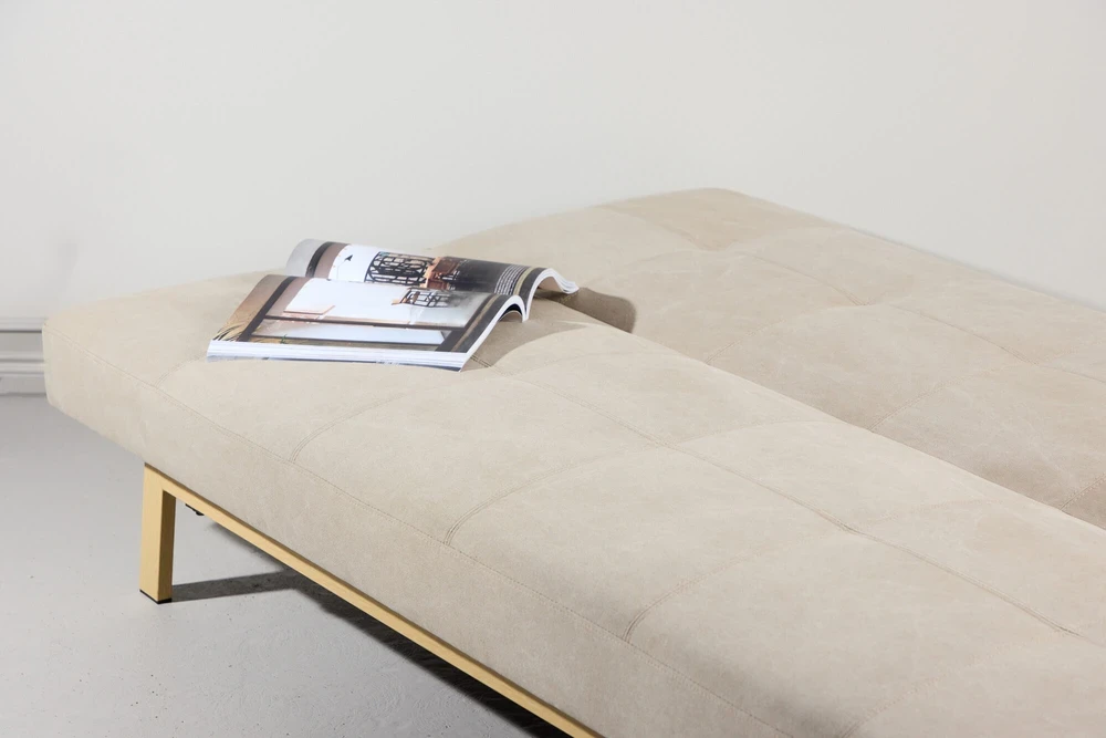 Venture Design Sofa-lova Bodil, smėlio spalvos linas, plieno rėmas