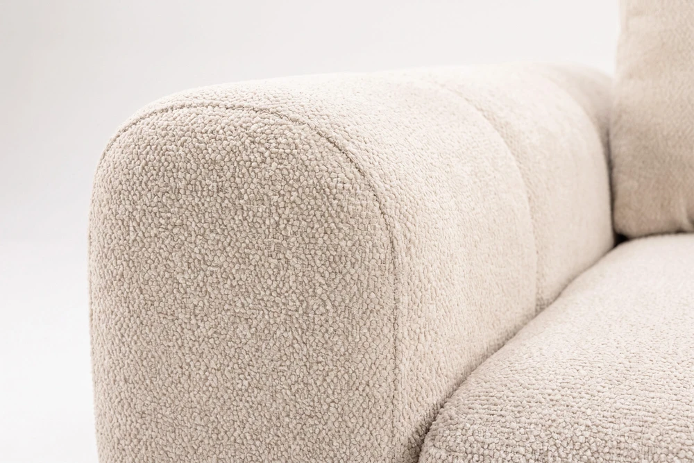 Venture Design sofa-lova Teo, kairiąja gulimąja dalimi, smėlio spalvos
