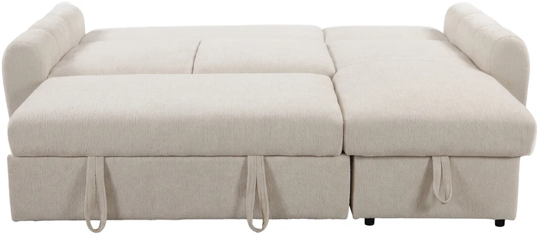 Venture Design sofa-lova Teo, kairiąja gulimąja dalimi, smėlio spalvos