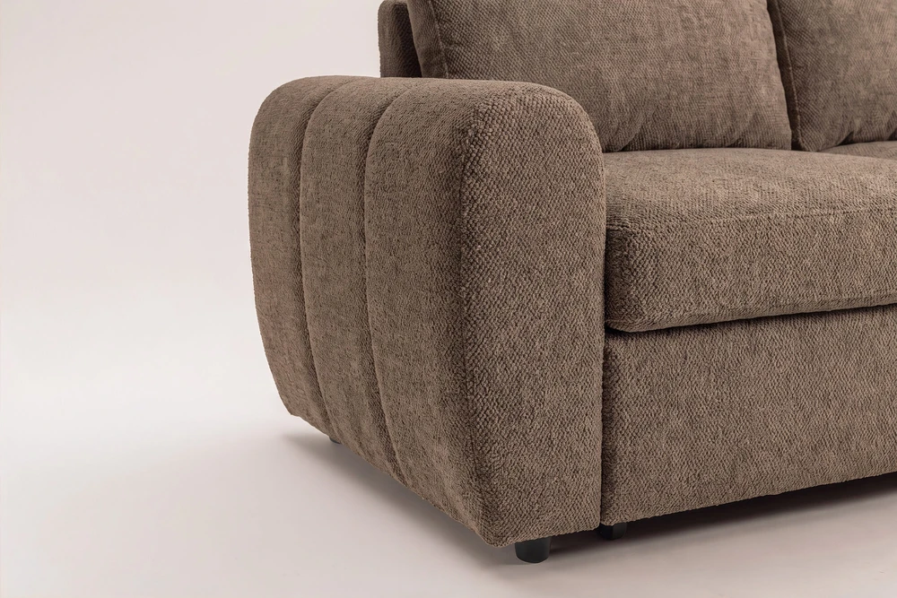 Venture Design sofa-lova Teo, kairiąja gulimąja dalimi, ruda